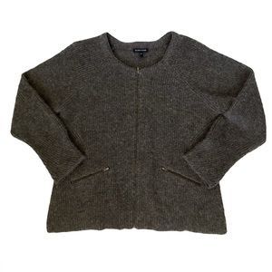 Eileen Fisher Alpaca Zippered Cardigan Sweater Brown Large
